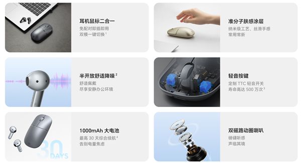 二合一！荣耀亲选悦喔无线元AG真人国际网站耳机鼠标(图2)